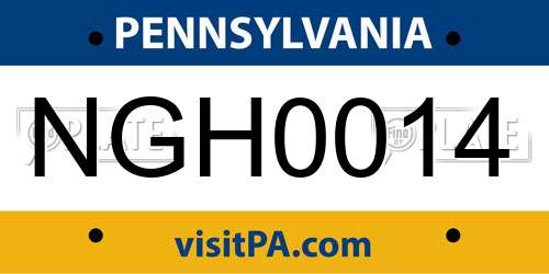 NGH0014 Pennsylvania License Plate