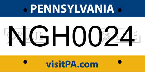 NGH0024 Pennsylvania License Plate