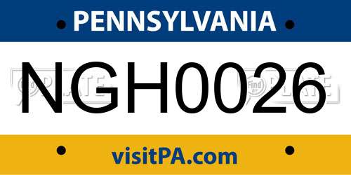 NGH0026 Pennsylvania License Plate