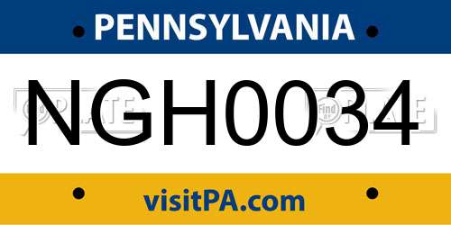 NGH0034 Pennsylvania License Plate