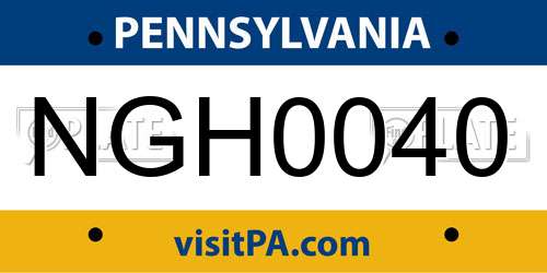 NGH0040 Pennsylvania License Plate