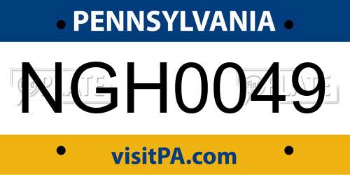 NGH0049 Pennsylvania License Plate
