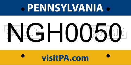 NGH0050 Pennsylvania License Plate