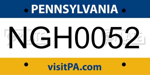 NGH0052 Pennsylvania License Plate