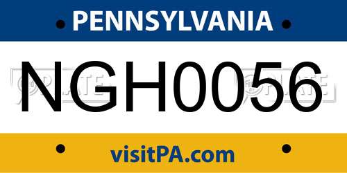 NGH0056 Pennsylvania License Plate