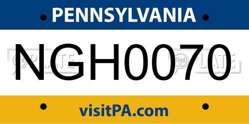 NGH0070 Pennsylvania License Plate
