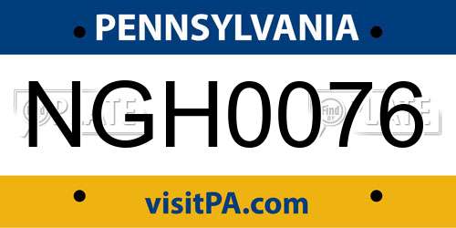 NGH0076 Pennsylvania License Plate