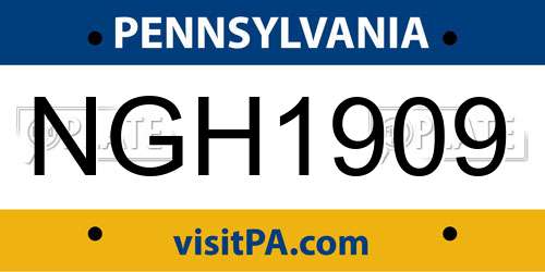 NGH1909 Pennsylvania License Plate