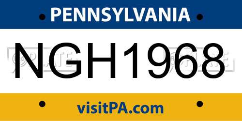 NGH1968 Pennsylvania License Plate