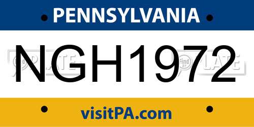NGH1972 Pennsylvania License Plate
