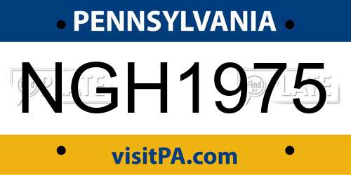 NGH1975 Pennsylvania License Plate