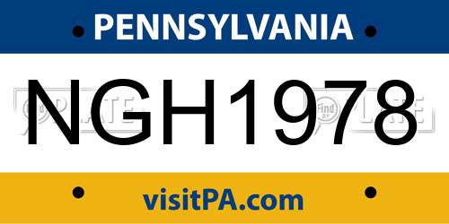 NGH1978 Pennsylvania License Plate