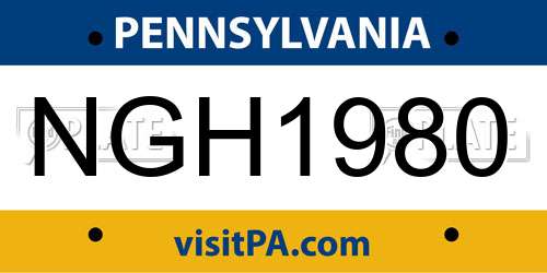 NGH1980 Pennsylvania License Plate