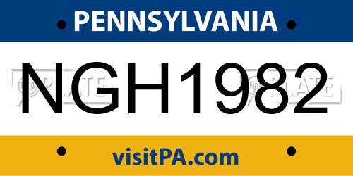 NGH1982 Pennsylvania License Plate