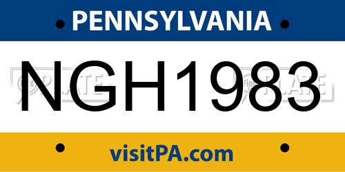 NGH1983 Pennsylvania License Plate
