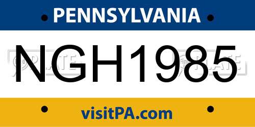 NGH1985 Pennsylvania License Plate