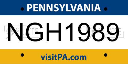 NGH1989 Pennsylvania License Plate