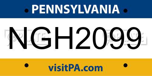 NGH2099 Pennsylvania License Plate
