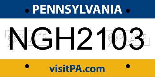 NGH2103 Pennsylvania License Plate