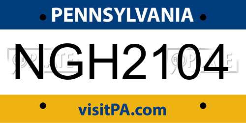 NGH2104 Pennsylvania License Plate