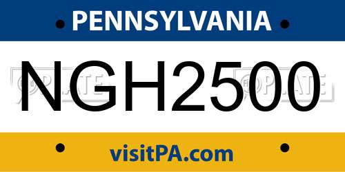 NGH2500 Pennsylvania License Plate