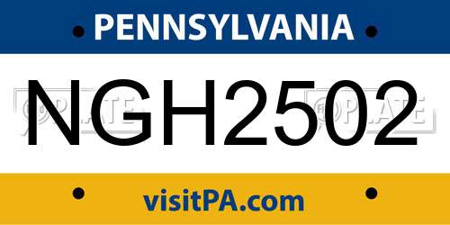 NGH2502 Pennsylvania License Plate