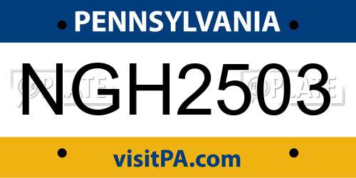 NGH2503 Pennsylvania License Plate