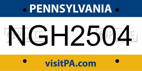 NGH2504 Pennsylvania License Plate