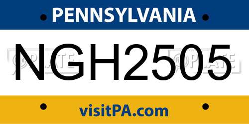 NGH2505 Pennsylvania License Plate