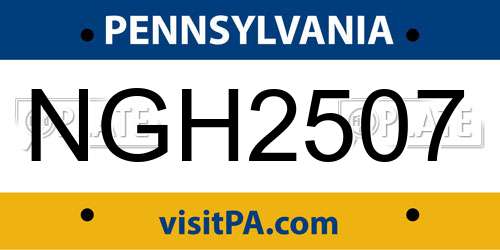 NGH2507 Pennsylvania License Plate