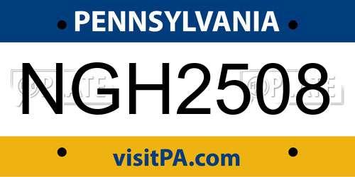 NGH2508 Pennsylvania License Plate