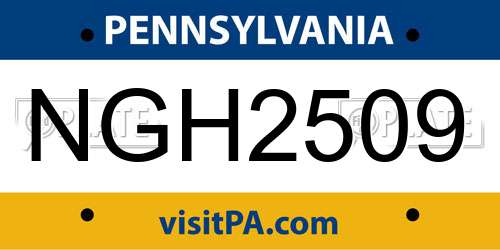 NGH2509 Pennsylvania License Plate