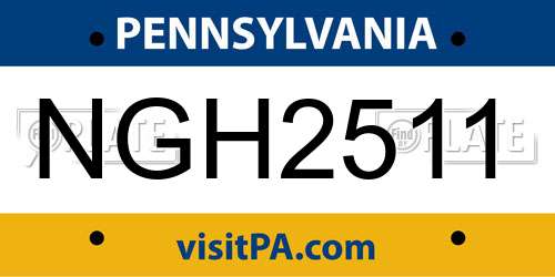 NGH2511 Pennsylvania License Plate