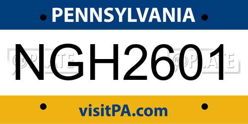 NGH2601 Pennsylvania License Plate