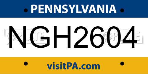 NGH2604 Pennsylvania License Plate