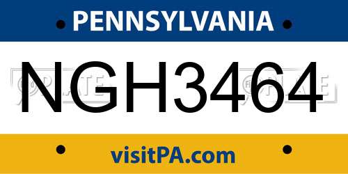 NGH3464 Pennsylvania License Plate