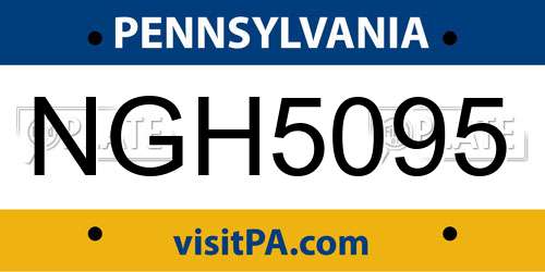 NGH5095 Pennsylvania License Plate