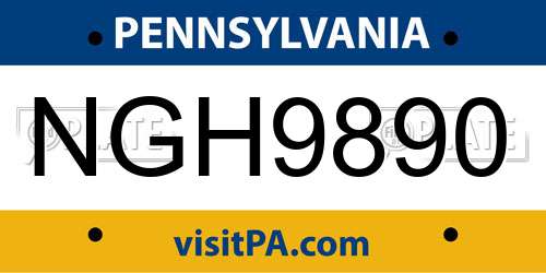 NGH9890 Pennsylvania License Plate