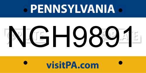 NGH9891 Pennsylvania License Plate