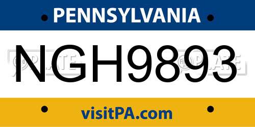 NGH9893 Pennsylvania License Plate