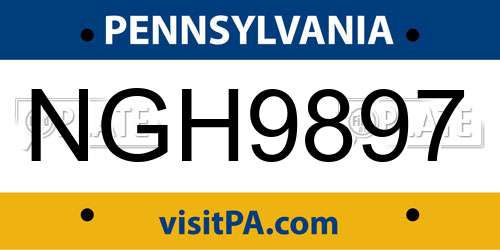 NGH9897 Pennsylvania License Plate