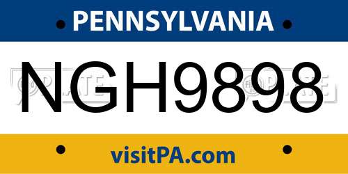 NGH9898 Pennsylvania License Plate