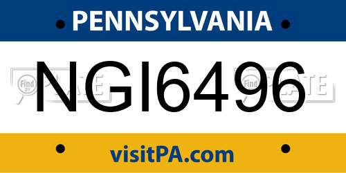NGI6496 Pennsylvania License Plate