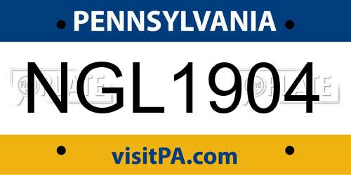NGL1904 Pennsylvania License Plate