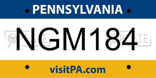 NGM184 Pennsylvania License Plate