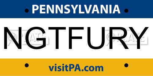 NGTFURY Pennsylvania License Plate