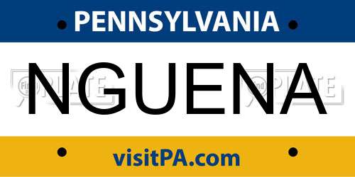 NGUENA Pennsylvania License Plate