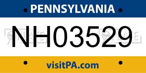 NH03529 Pennsylvania License Plate