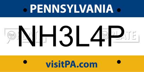 NH3L4P Pennsylvania License Plate