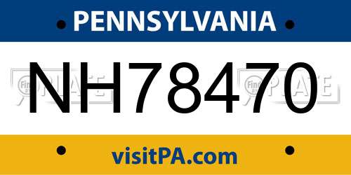NH78470 Pennsylvania License Plate